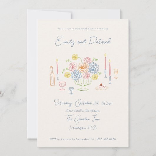 Hand getrokken Funky Whimsical Pastel repetitie di Kaart (Voorkant)