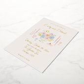 Hand getrokken Funky Whimsical Pastel Wedding Folie Uitnodiging (Gedraaid)
