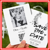 Hand getrokken Funky Whimsical QR Code Huwelijksfo Save The Date