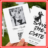 Hand getrokken Funky Whimsical QR Code Huwelijksfo Save The Date