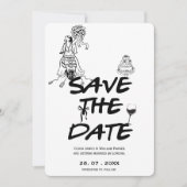 Hand getrokken Funky Whimsical QR Code Huwelijksfo Save The Date (Voorkant)