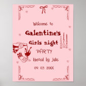 Hand getrokken Galentijnse Meisjes Nacht Welkomstb Poster (Voorkant)