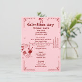 Hand getrokken Galentine Dag Meisje Nacht Valentij Menu (Staand voorkant)