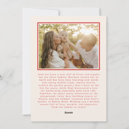 Hand getrokken gebladerte border foto vakantie Kaa Feestdagenkaart (Achterkant)