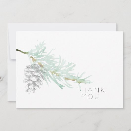 Hand getrokken gebladerte dennenappel eenvoudige b bedankkaart (Voorkant)