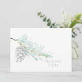 Hand getrokken gebladerte dennenappel eenvoudige b bedankkaart (Staand voorkant)