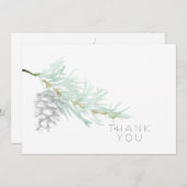 Hand getrokken gebladerte dennenappel eenvoudige b bedankkaart (Voorkant / Achterkant)