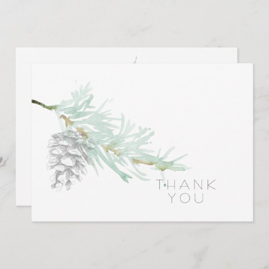 Hand getrokken gebladerte dennenappel eenvoudige b bedankkaart (Voorkant / Achterkant)