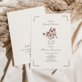 Hand getrokken gedempt rood salie bloemenurn Vrijg Kaart