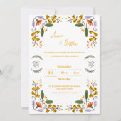 Hand getrokken geel Bloemen Lijst Huwelijksuitnodi (Voorkant)