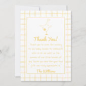 Hand getrokken geel Gekke Goose Gingham Baby showe Bedankkaart (Voorkant)