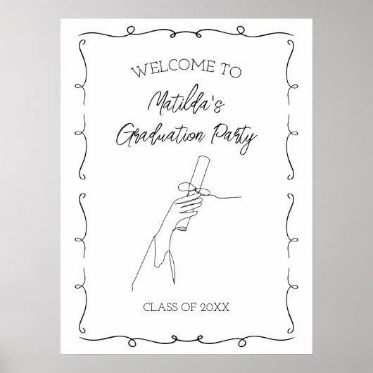 Hand getrokken geïllustreerd Afstuderen welkom Poster (Voorkant)
