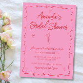 Hand getrokken geïllustreerd roze & rood Vrijgezel Kaart