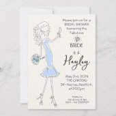 Hand getrokken geïllustreerde bruidsdouche uitnodi kaart (Voorkant)