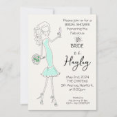 Hand getrokken geïllustreerde bruidsdouche uitnodi kaart (Voorkant)