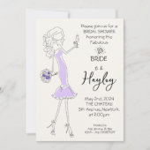 Hand getrokken geïllustreerde bruidsdouche uitnodi kaart (Voorkant)