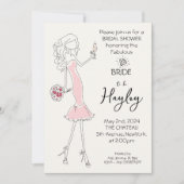 Hand getrokken geïllustreerde bruidsdouche uitnodi kaart (Voorkant)