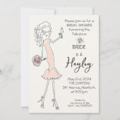 Hand getrokken geïllustreerde bruidsdouche uitnodi kaart (Voorkant)