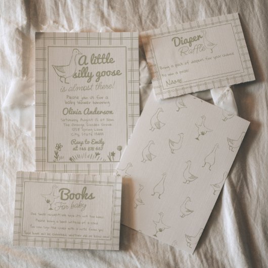 Hand getrokken Gekke Gans Genderneutraal Baby show Kaart
