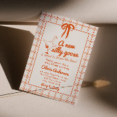 Hand getrokken Gekke Goose Gingham lint Baby showe Kaart