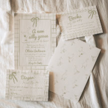 Hand getrokken Gekke Goose Neutral Gingham Baby sh