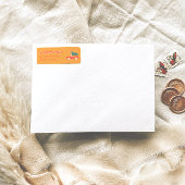 Hand getrokken gele rode auto Kerstmis Doddle Adre Etiket