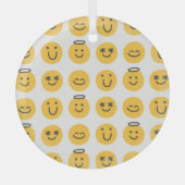Hand getrokken Gelukkig Emoji Patroon Glas Ornament (Voorkant)