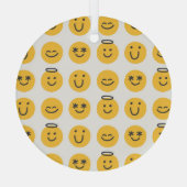 Hand getrokken Gelukkig Emoji Patroon Glas Ornament (Achterkant)