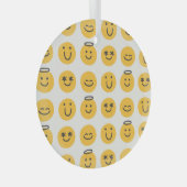 Hand getrokken Gelukkig Emoji Patroon Glas Ornament (Voorkant Rechts)