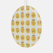 Hand getrokken Gelukkig Emoji Patroon Glas Ornament (Voorkant links)