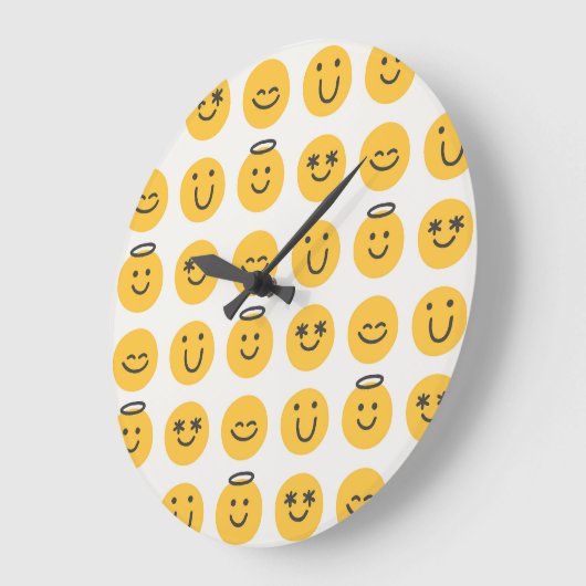 Hand getrokken Gelukkig Emoji Patroon Grote Klok (Hoek)