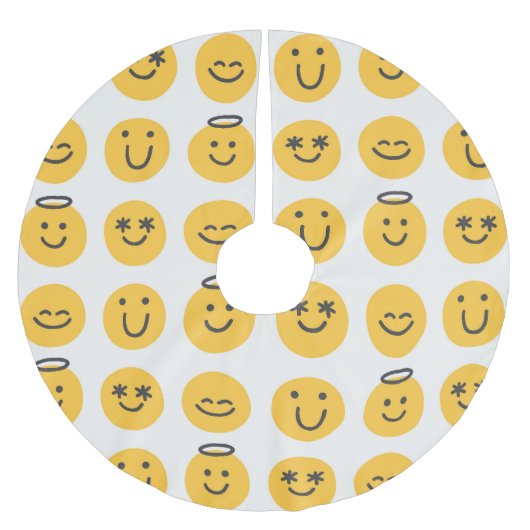 Hand getrokken Gelukkig Emoji Patroon Kerstboom Rok (Voorkant)