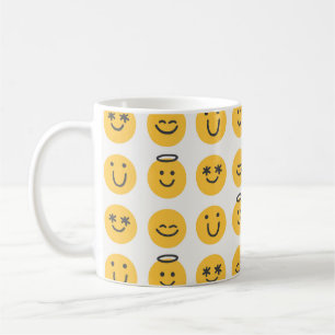 Hand getrokken Gelukkig Emoji Patroon Koffiemok