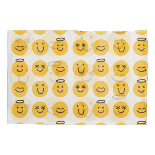 Hand getrokken Gelukkig Emoji Patroon Kussensloop (Achterkant)