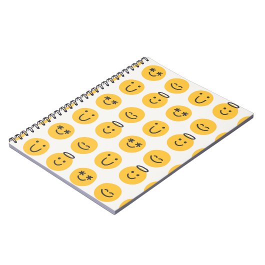 Hand getrokken Gelukkig Emoji Patroon Notitieboek (Linkerzijde)