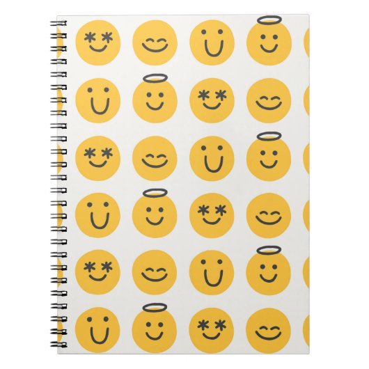 Hand getrokken Gelukkig Emoji Patroon Notitieboek (Voorkant)
