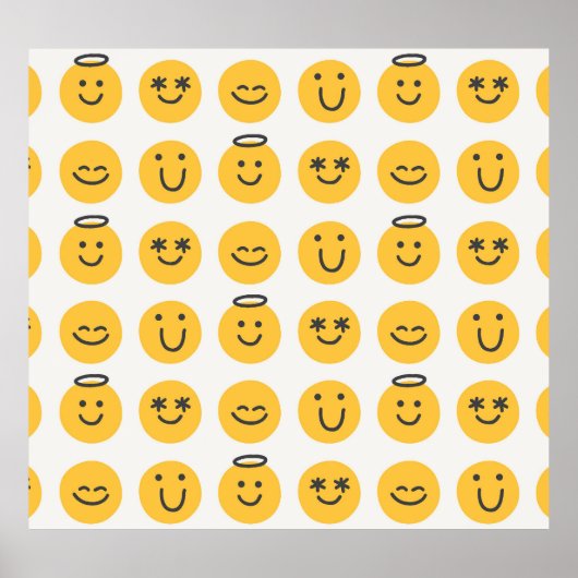 Hand getrokken Gelukkig Emoji Patroon Poster (Voorkant)
