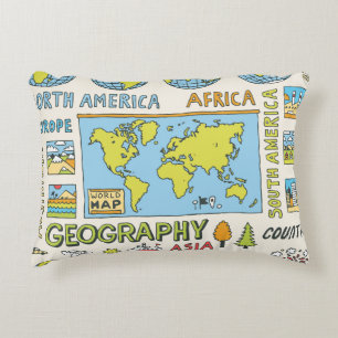 Hand getrokken Geografie Illustratie Accent Kussen