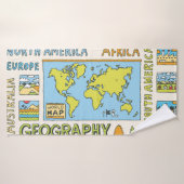 Hand getrokken  Geografie Illustratie Badhanddoek (Badhanddoek)