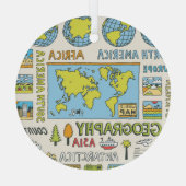 Hand getrokken  Geografie Illustratie Glas Ornament (Achterkant)