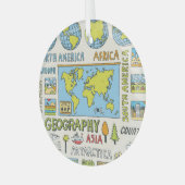 Hand getrokken  Geografie Illustratie Glas Ornament (Voorkant links)