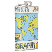 Hand getrokken Geografie Illustratie Heupfles (Rechts)