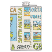 Hand getrokken Geografie Illustratie Heupfles (Achterkant)