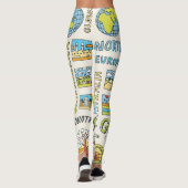 Hand getrokken  Geografie Illustratie Leggings (Achterkant)