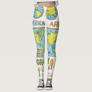 Hand getrokken  Geografie Illustratie Leggings