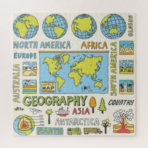 Hand getrokken  Geografie Illustratie Legpuzzel