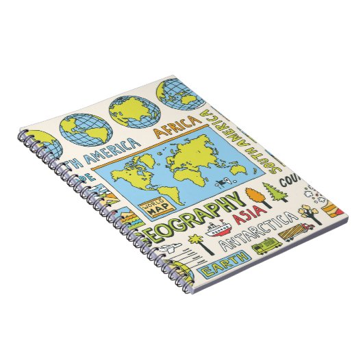 Hand getrokken Geografie Illustratie Notitieboek (Rechterzijde)