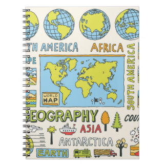 Hand getrokken  Geografie Illustratie Notitieboek