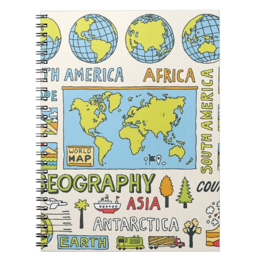 Hand getrokken  Geografie Illustratie Notitieboek (Voorkant)