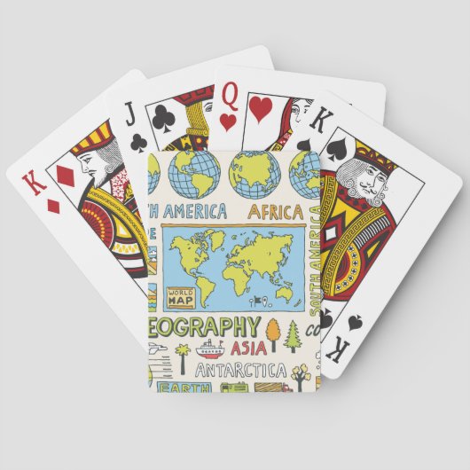 Hand getrokken Geografie Illustratie Pokerkaarten (Achterkant)
